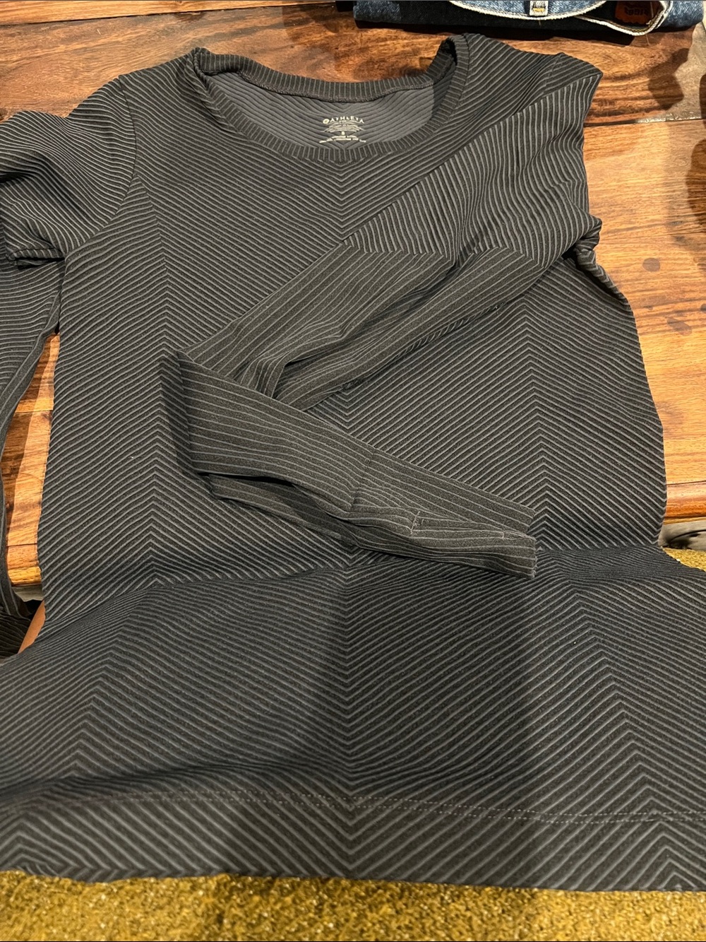 Athleta Black Long Sleeve Ribbed Tee